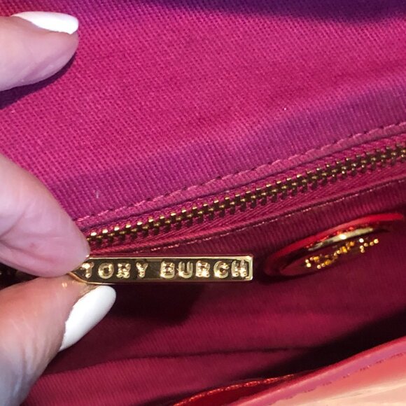 TORY BURCH Patent Leather Reva Red Shoulder Crossbody Bag - Picture 13 of 14